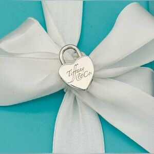 Tiffany & Co SS Retired Blank Heart Lock Charm  EUC